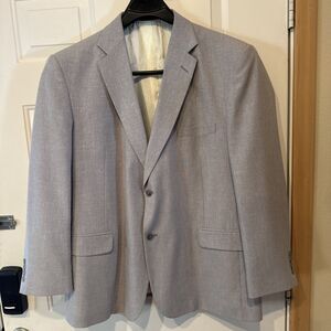 David Taylor Blazer Jacket Mens 46R Light Gray Solid Two Buttons